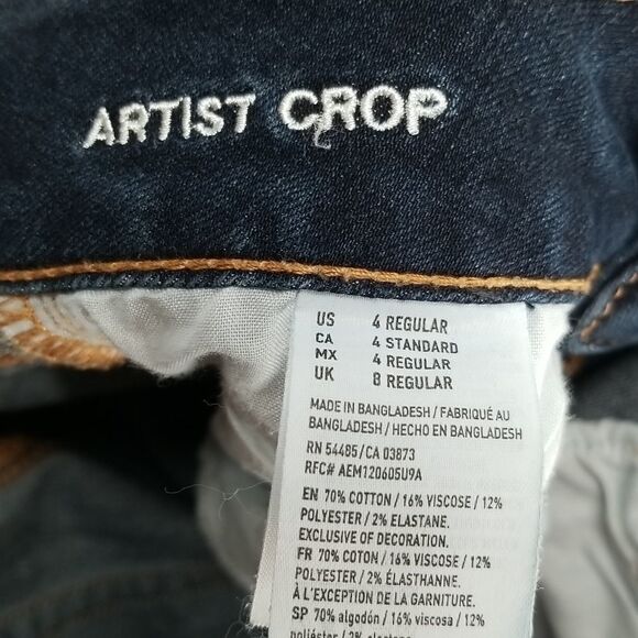 American Eagle Jeans Women's Size 4 Blue Washed Artist Crop Denim Super Stretch - Picture 10 of 10